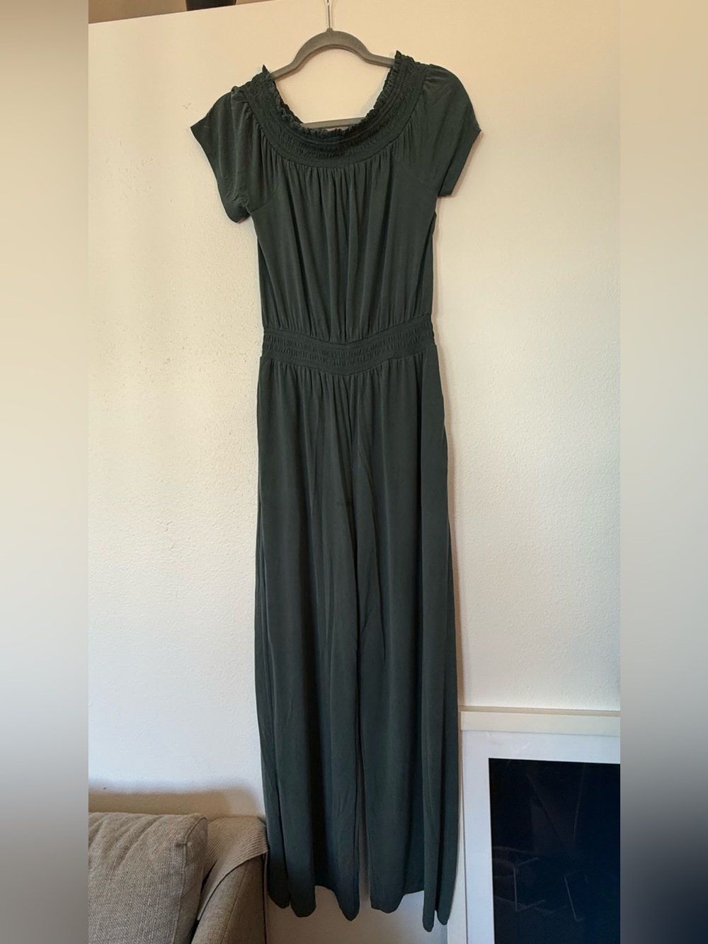 Women’s Olive Green Short-Sleeve Jumpsuit